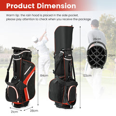 Golf Stand Bag wIth 14 Way Top Dividers 6 Pockets Cooler Bag Dual Strap and Rain Hood-Red