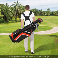 Golf Stand Bag wIth 14 Way Top Dividers 6 Pockets Cooler Bag Dual Strap and Rain Hood-Red