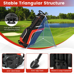 Golf Stand Bag wIth 14 Way Top Dividers 6 Pockets Cooler Bag Dual Strap and Rain Hood-Red
