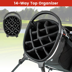 Golf Stand Bag wIth 14 Way Top Dividers 6 Pockets Cooler Bag Dual Strap and Rain Hood-Red