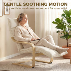 HOMCOM Modern Accent Chair, Leisure Lounge Chair Armchair with Footrest, Plush Cushion, Curved Legs and Arms, Cream White