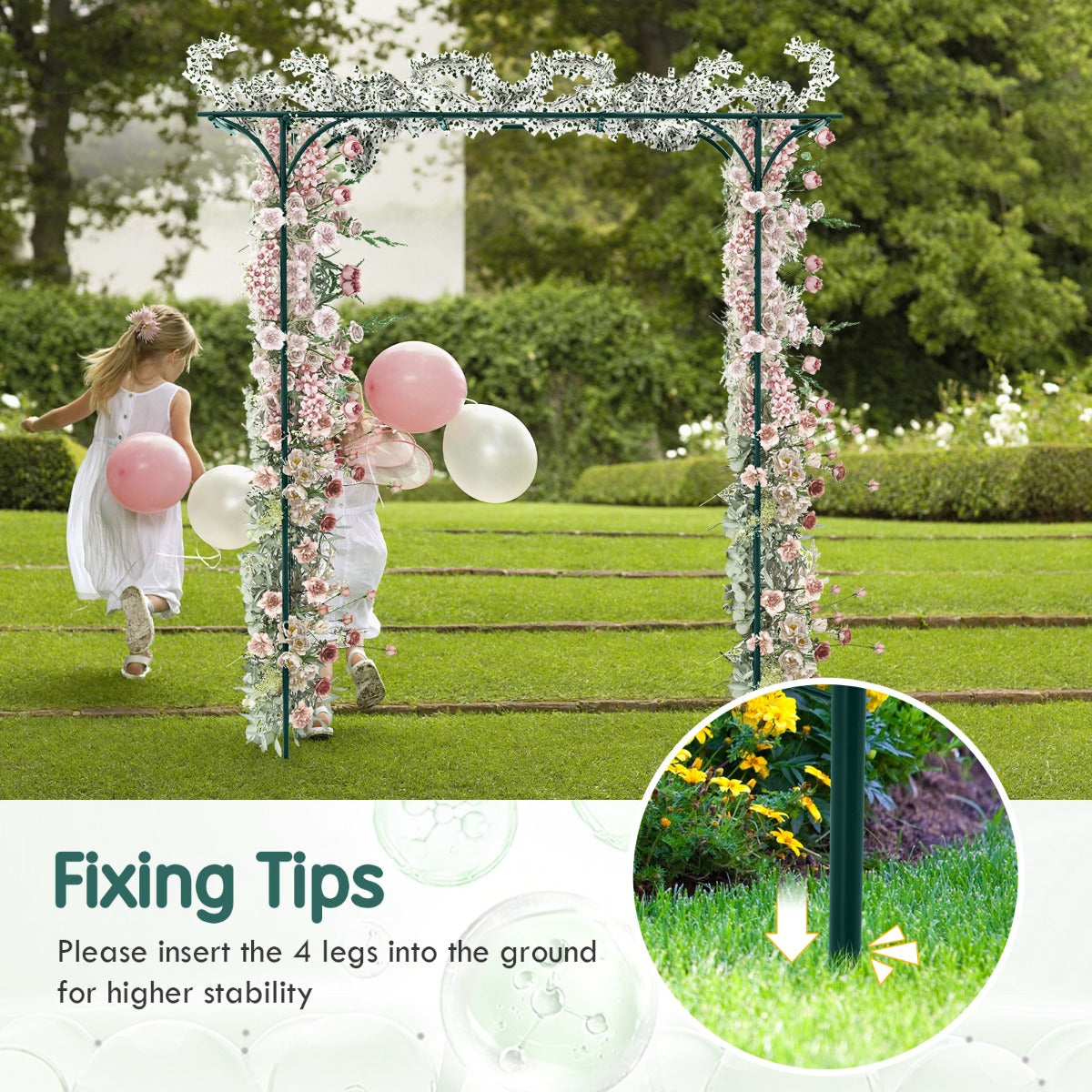 Metal Archway for Climbing Plants for Wedding Ceramony Party Backyard-Green