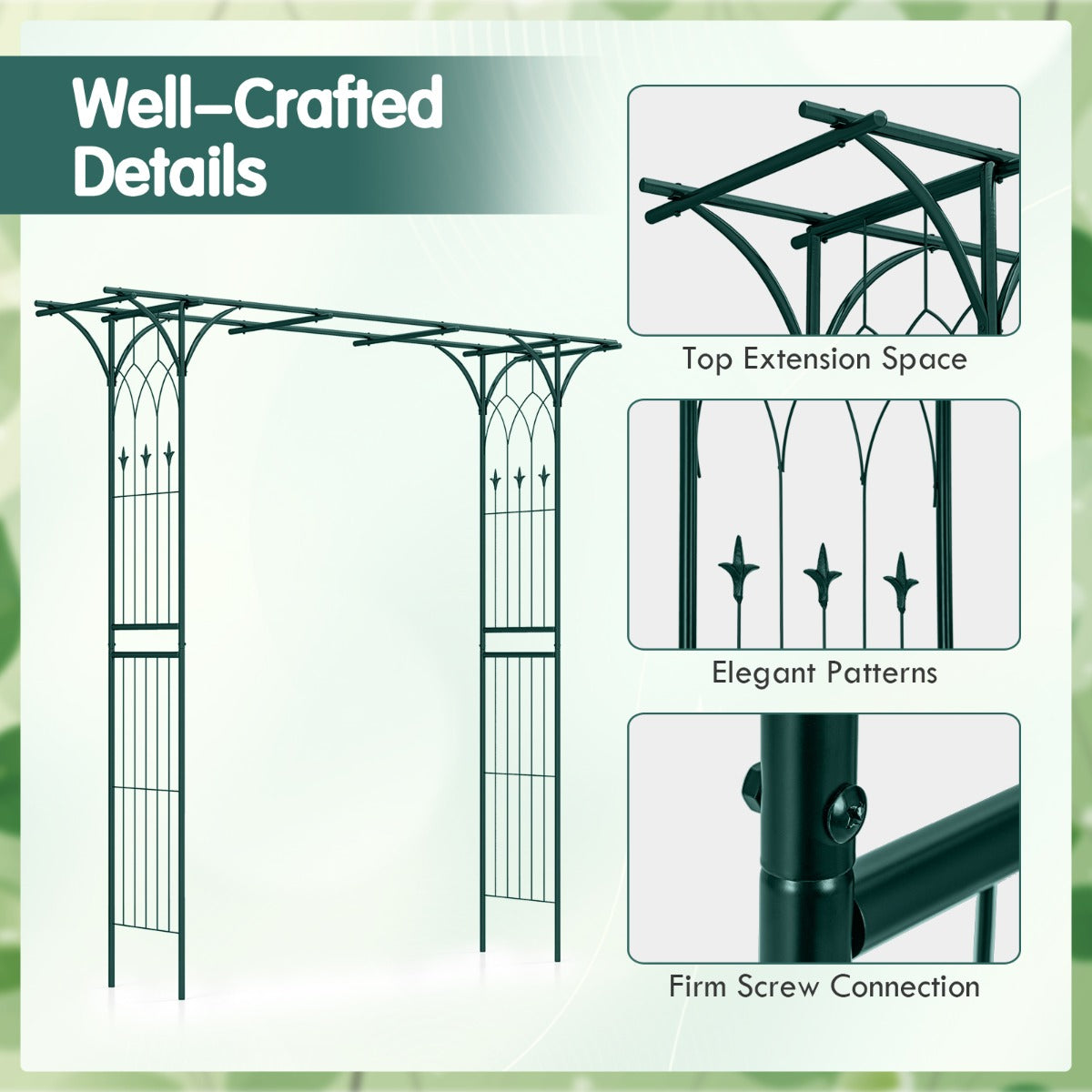 Metal Archway for Climbing Plants for Wedding Ceramony Party Backyard-Green