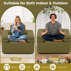 Inflatable Camping Chair Portable Sofa Chair with Built-in Air Pump-Green