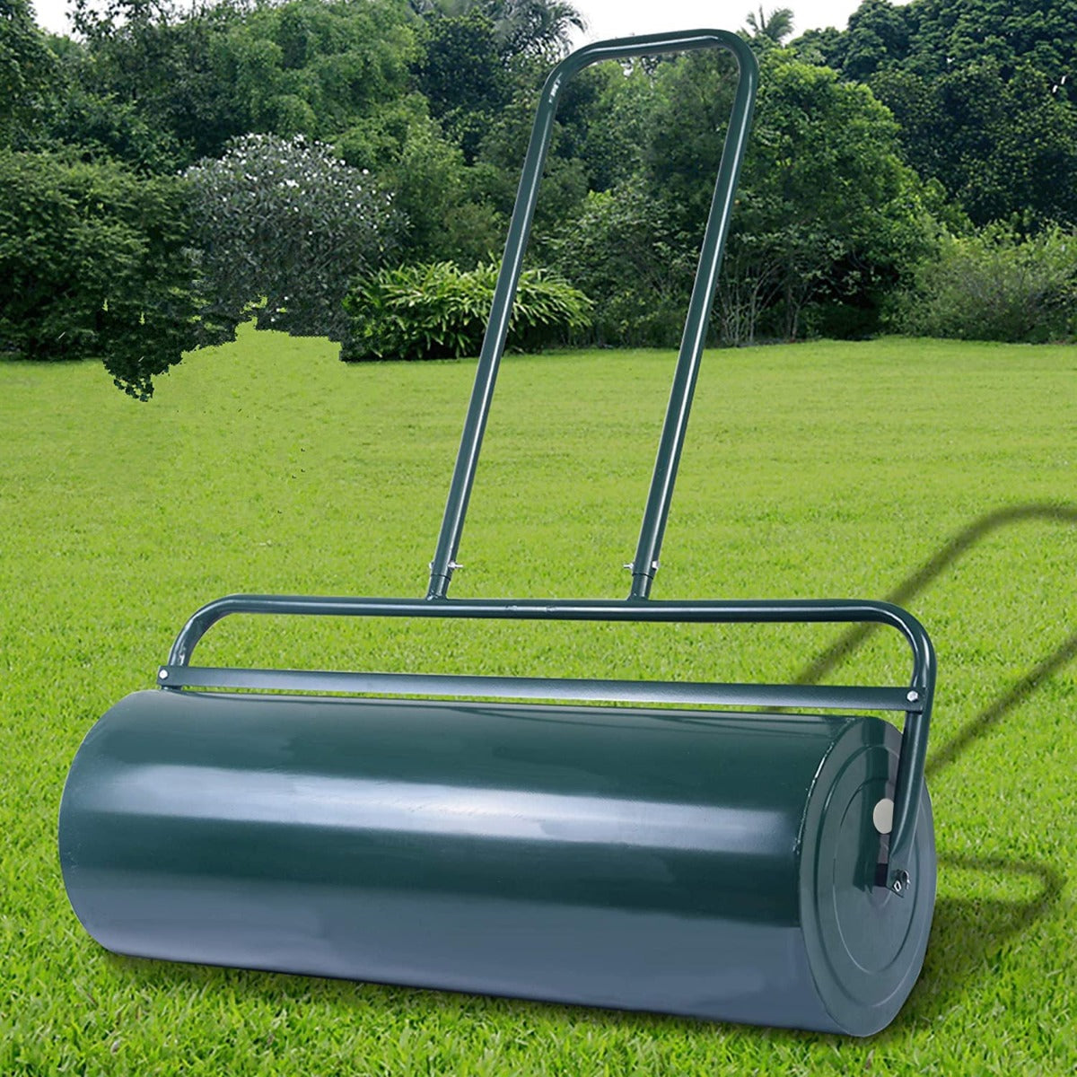 63L Heavy-Duty Garden Grass Roller with U-shaped Handle-Green