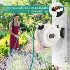15+1M and 20+2M Wall Mounted Hose Reel Retractable Auto Rewind Watering-20+2M