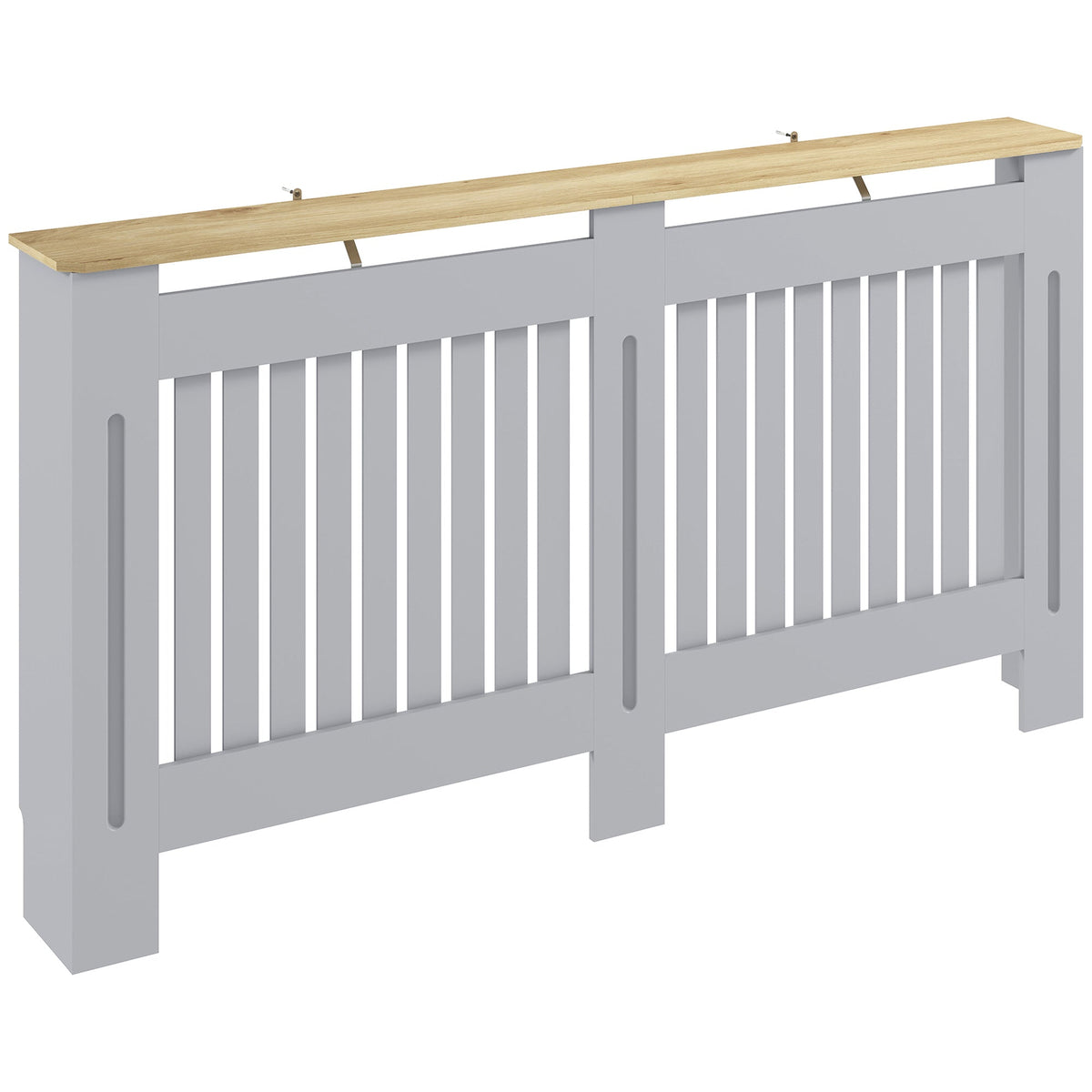HOMCOM Slatted Radiator Cover, Painted Cabinet with Line Grill Design, 152L × 19W × 81H cm, Grey