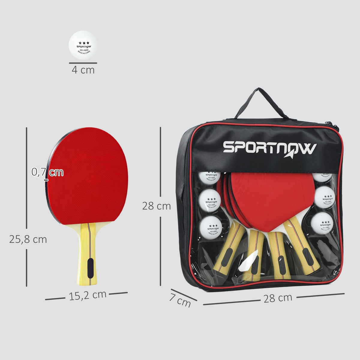 SPORTNOW Portable Table Tennis Set with Four Rackets, Eight Balls, Storage Case - product image 3