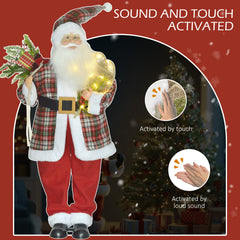 HOMCOM 120cm Animated Santa Claus Figure, with Sound and Lights - Red/Green