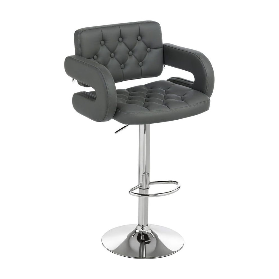 HOMCOM PU Leather Upholstered Swivel Bar Stool, Height Adjustable with Back, Armrest, Footrest, Grey