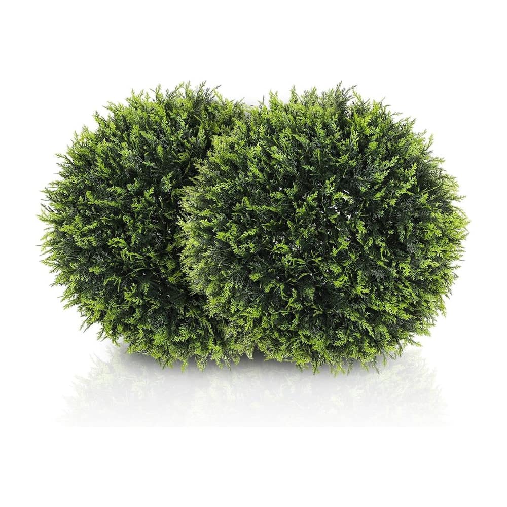 HOMCOM Set of 2 Artificial Plant Topiary Balls, UV-protected Fake Decorative Plants, Faux Plants for Home Indoor Outdoor