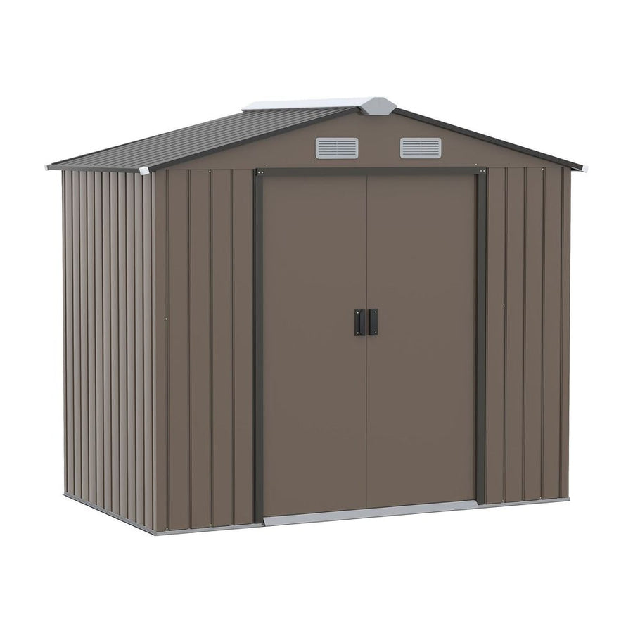 Outsunny 7 x 4ft Metal Garden Shed, Outdoor Storage Tool House with Ventilation Slots, Foundation Kit and Lockable Double
