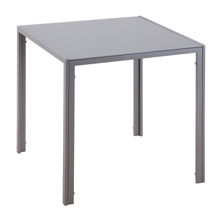HOMCOM Modern Square Dining Table for 2-4 People, with Glass Top & Metal Legs for Dining Room, Living Room, Grey