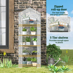 Outsunny 193cm Five Shelf Mini Greenhouse - White