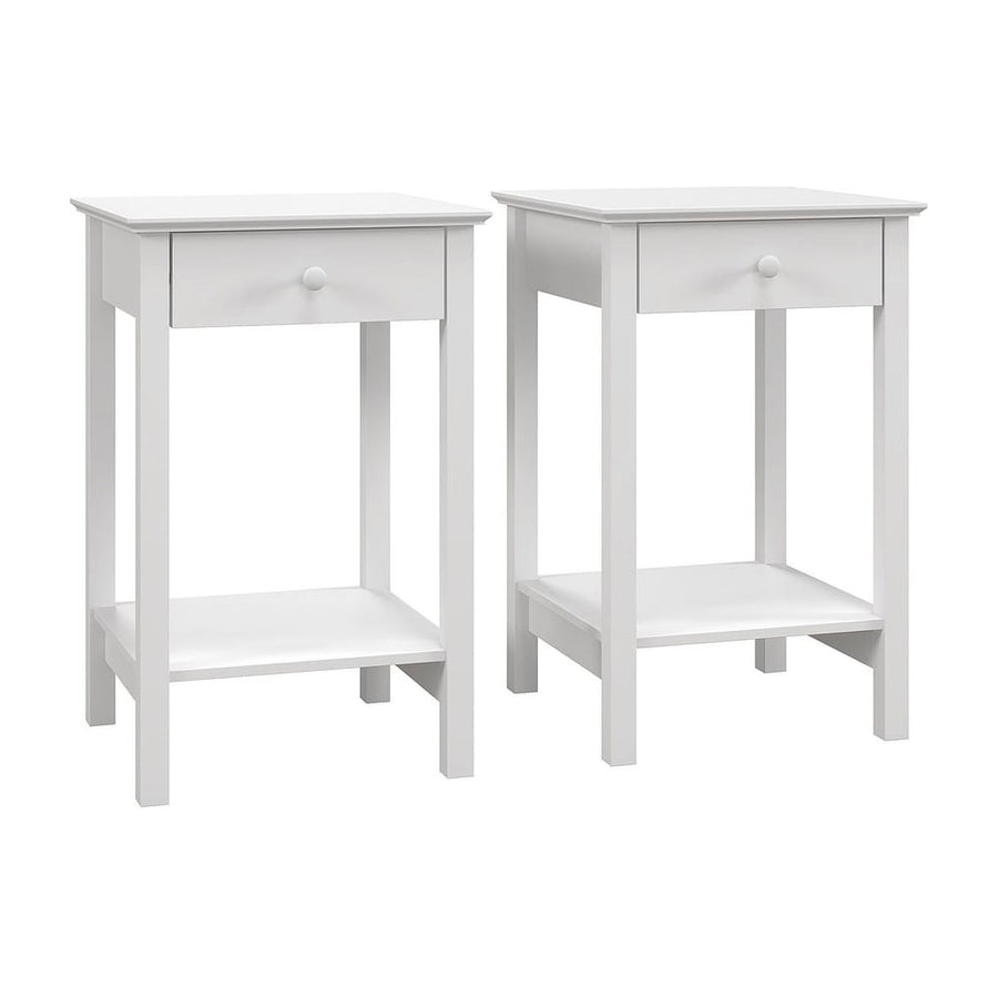 HOMCOM White Bedside Table, Wooden Side Table, Nightstand, Bedside Cabinet with Drawer and Storage Shelf for Bedroom and