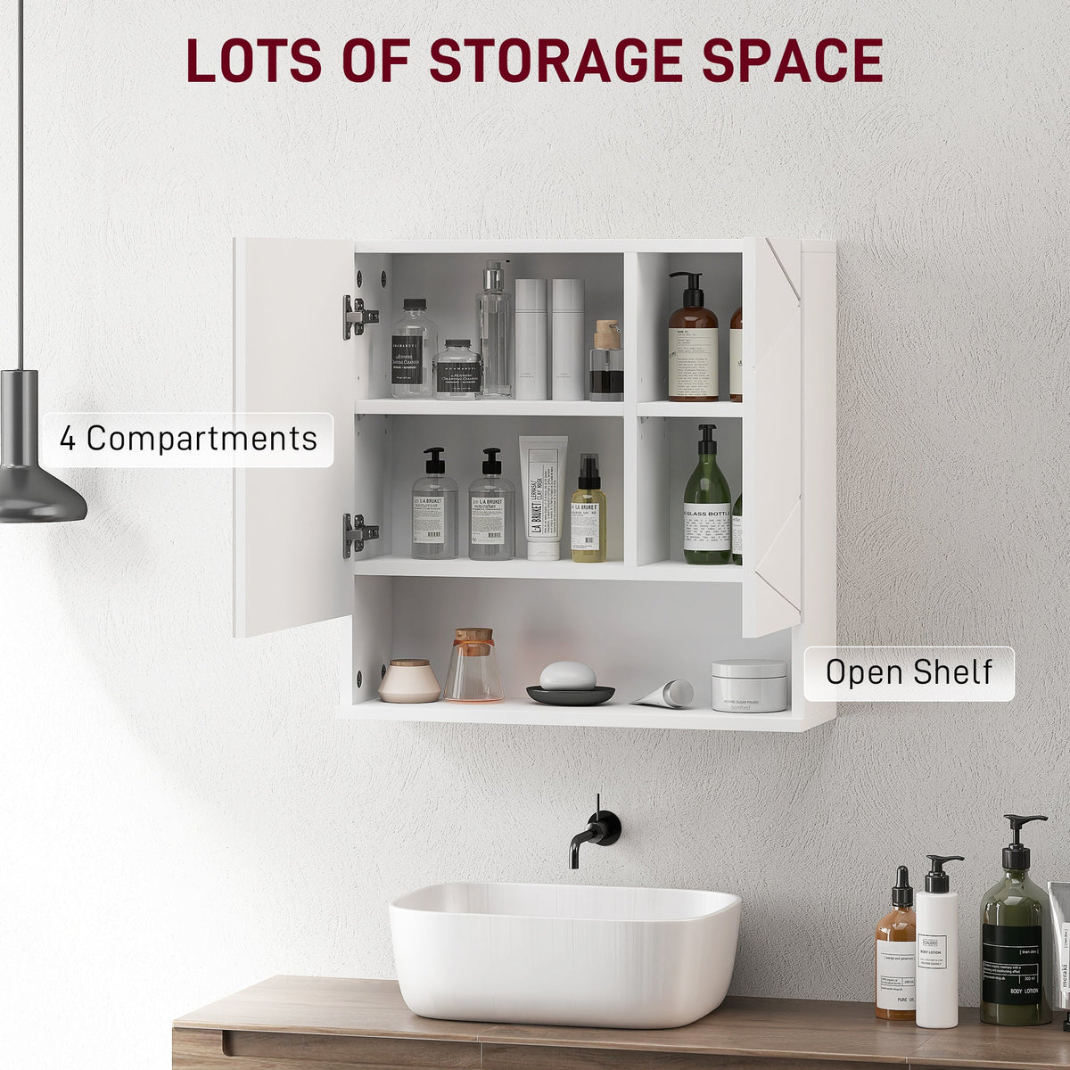 kleankin Wall Mounted Bathroom Storage Cupboard - White