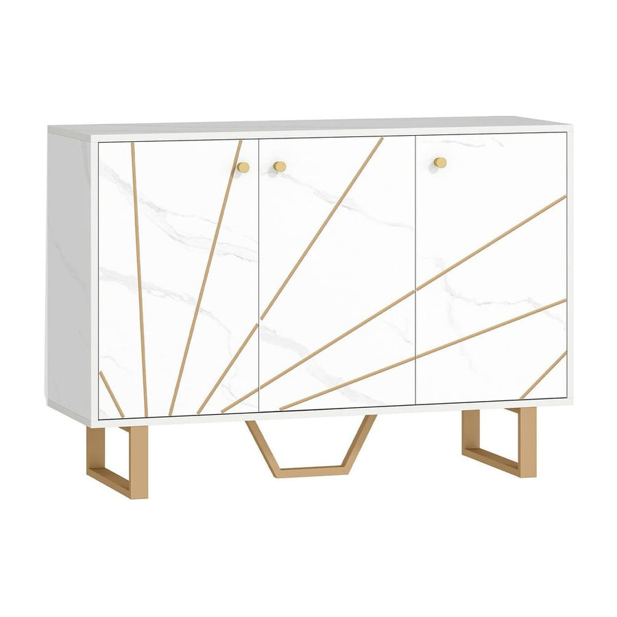 HOMCOM Sideboard Storage Cabinet, Modern Storage Cupboard with Adjustable Shelves and Metal Legs for Living Room, Kitchen