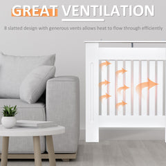 HOMCOM Slatted Radiator Cover Painted Cabinet MDF Lined Grill in White (78L x 19W x 81H cm)