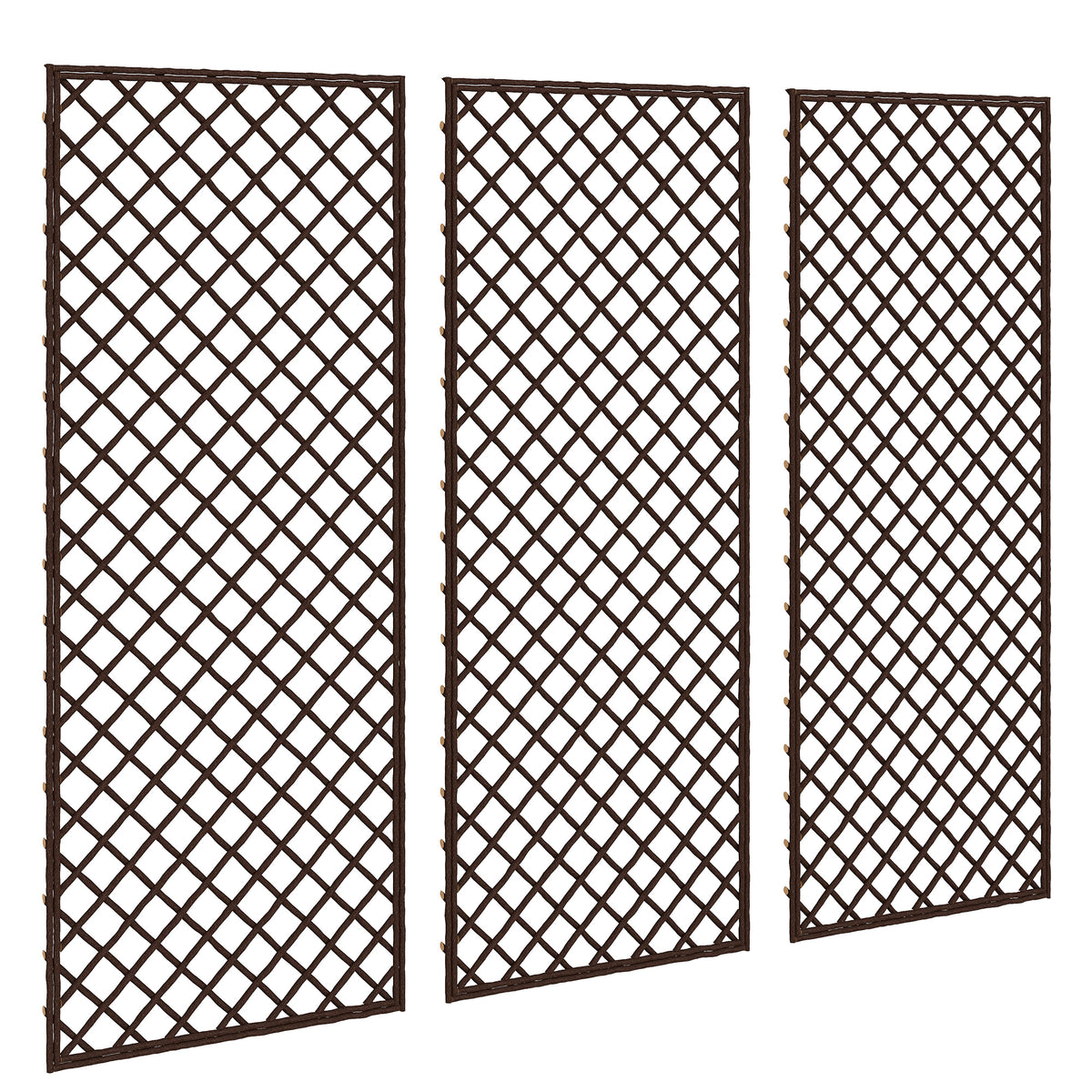 Outsunny Garden Trellis, Decorative Trellis Panels for Climbing Outdoor Plants, Natural Wood Finish