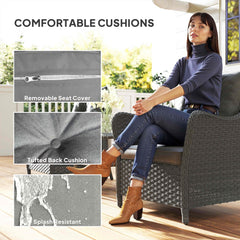 Outsunny Rattan Garden Chairs Set of 2 in Dark Grey