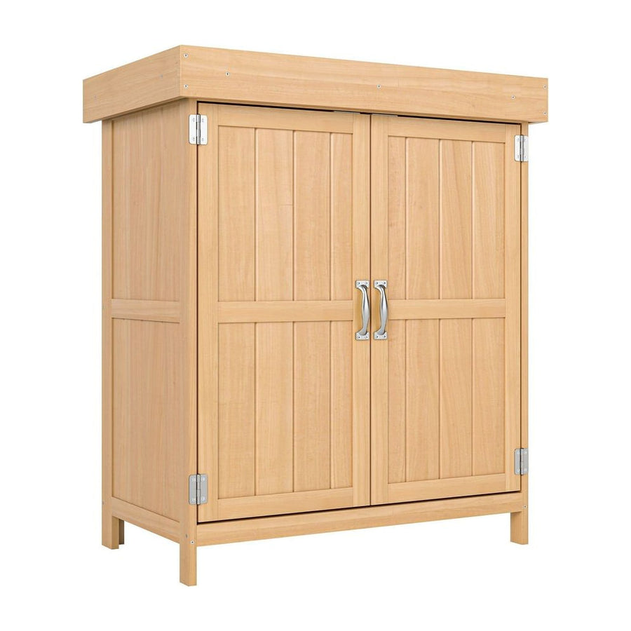 Outsunny Small Shed, Wooden Garden Shed with Openable Hinged Roof and Removable Shelf, Outdoor Tool Storage Cabinet Chest