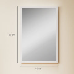 HOMCOM Rectangular wall mirror 60 x 40 cm, white wood frame, ideal for bathroom, living room or bedroom