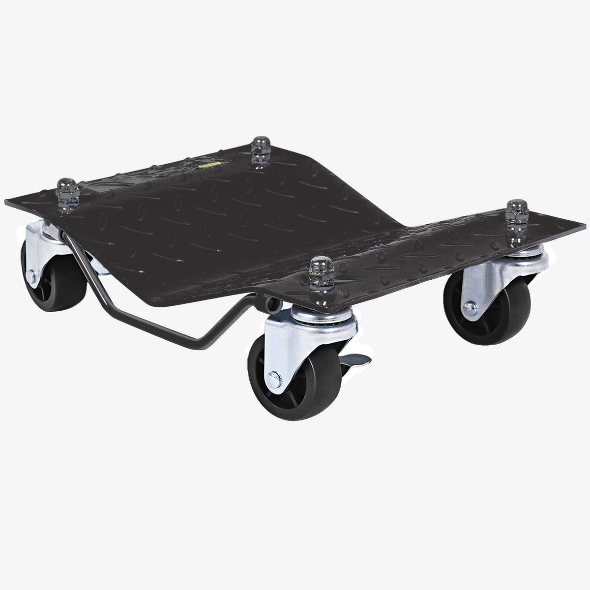 Heavy Duty Steel Tire Skates with four black swivel casters and a textured metal surface