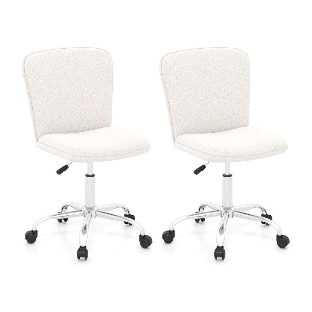Height-adjustable Ergonomic Chair wIth Wheels for Adults and Teenangers-White, two white chairs shown from the front