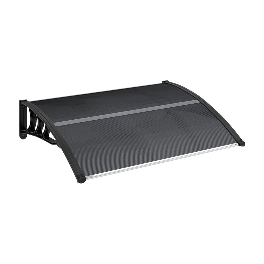 Outsunny Front Door Canopy Outdoor Awning Aluminium Rigid Plastic Polycarbonate Rain Shelter UV Water Rain Resistant 100 x