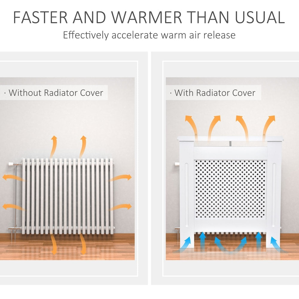 HOMCOM Wooden Radiator Cover Heating Cabinet Modern Home Furniture Grill Style White Painted (Small) - product image 4