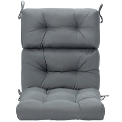 High Back Chair Cushion Patio Chair Seat Pads with Non-slip Rope Belts-Grey