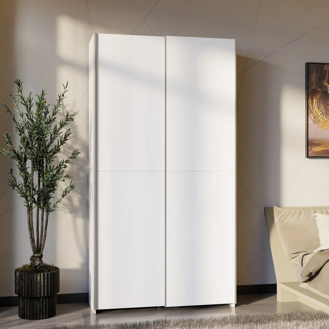 Hofsa Sliding Door Wardrobe 100cm in White