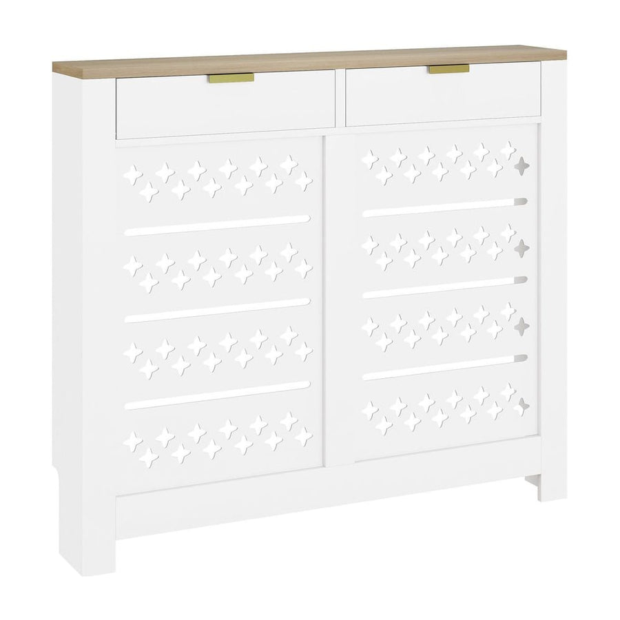 HOMCOM 108 x 19 cm Minimal Radiator Cover, with 2 Drawers - White