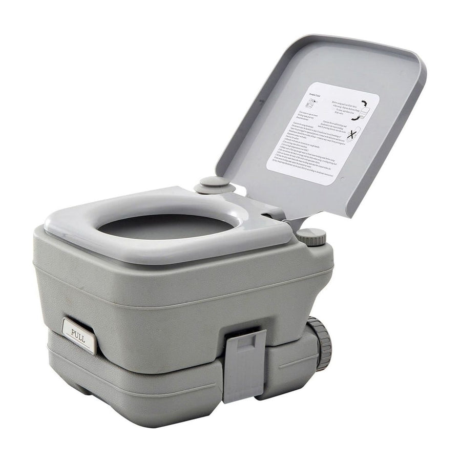 HOMCOM 10L Portable Toilet for Adults, Outdoor Camping Toilet with 2 Detachable Tanks & Push-button Operation, Compact