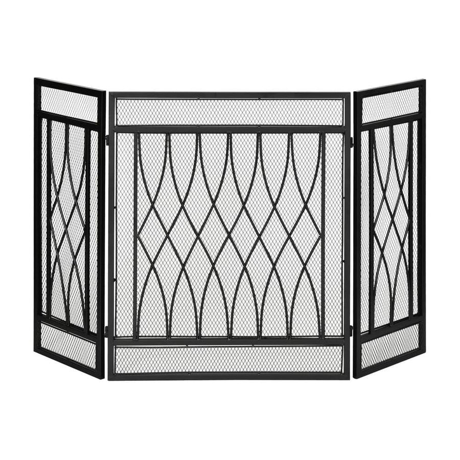 HOMCOM 126cm 3-Panel Metal Folding Fireplace Screen Heat Flame Protective Guard Child Pet Home Spark Barrier Surround w/ Mesh