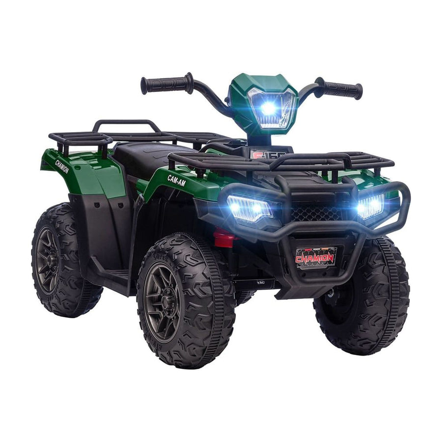 HOMCOM 12V Kids Quad Bike with Forward, Reverse Functions, Ride-On ATV w/ Music, LED, Headlights, for Ages 3-5 Years - Green