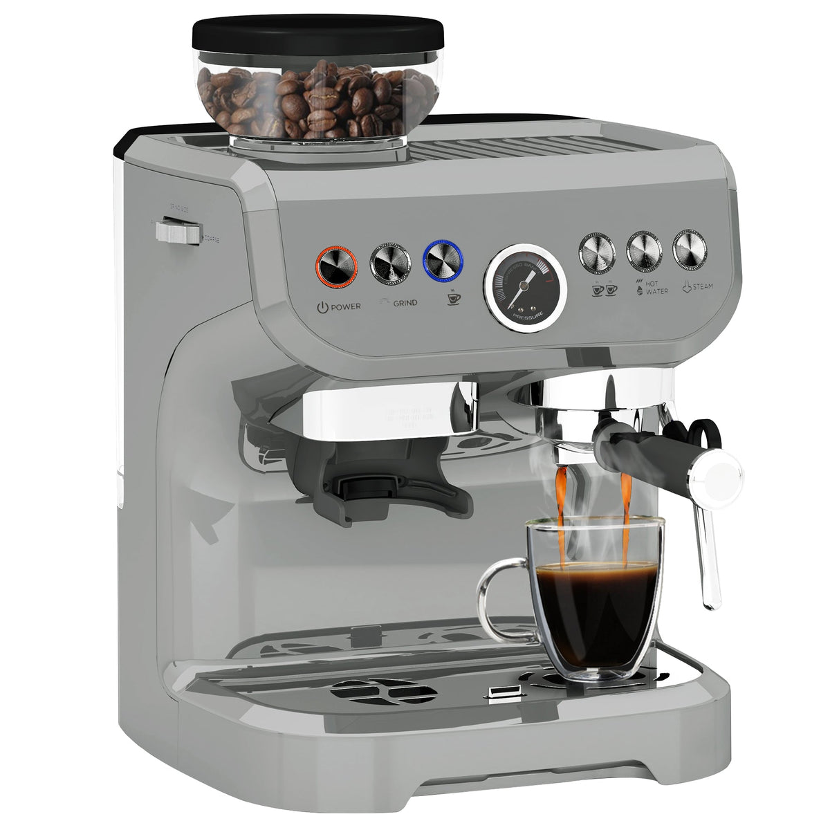 HOMCOM 15 Bar Coffee Machine with a glass cup of espresso being dispensed