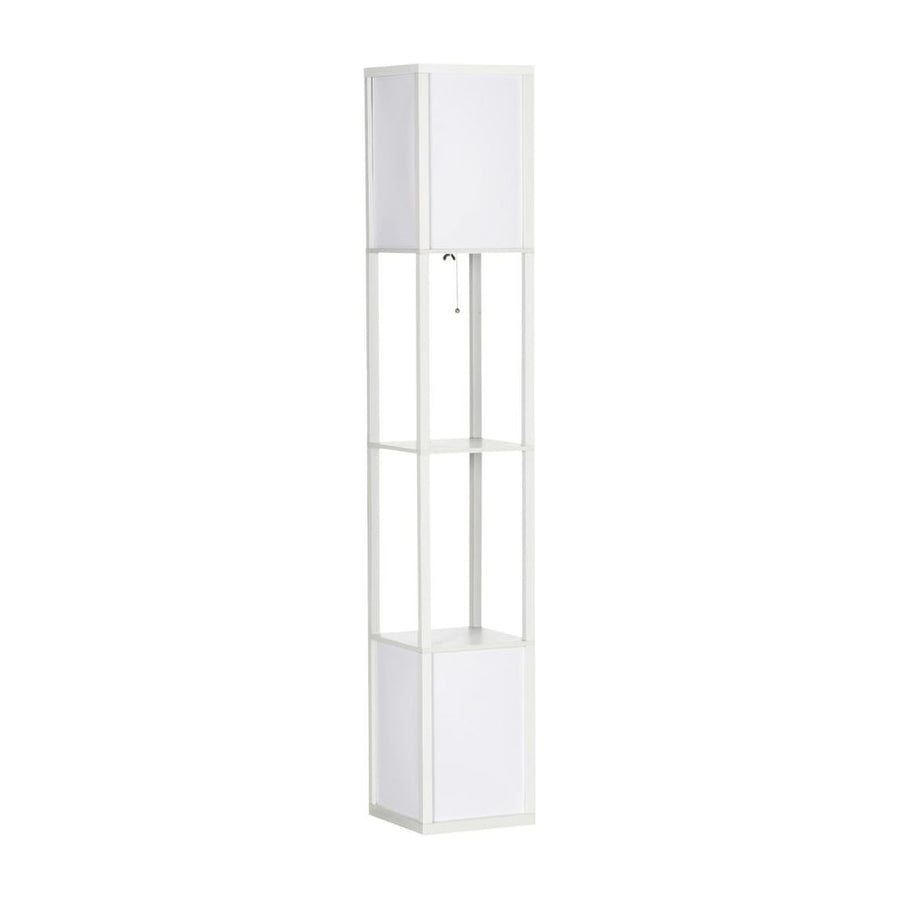 HOMCOM 156cm Floor Lamp Shelving Unit - White