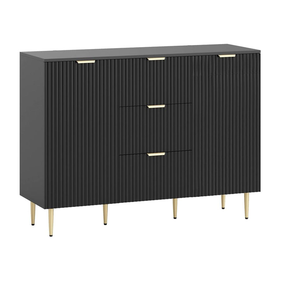 HOMCOM 2-Door Sideboard with 3 Drawers and Adjustable Shelves - Black