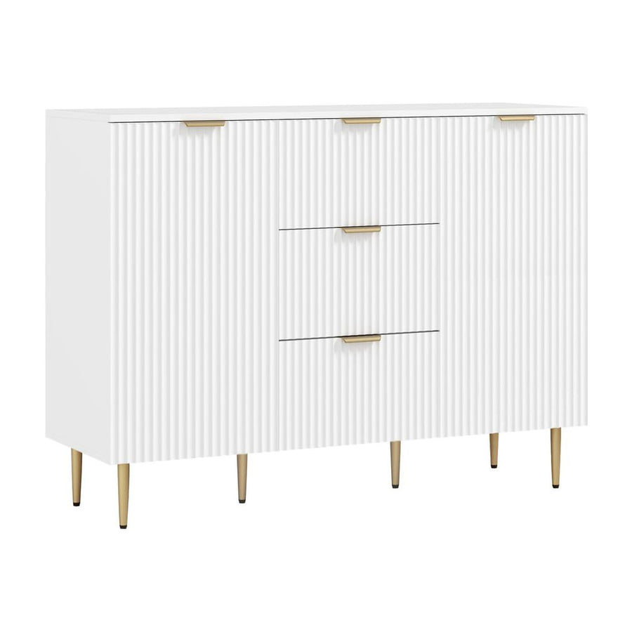 HOMCOM 2-Door Sideboard with 3 Drawers and Adjustable Shelves - White
