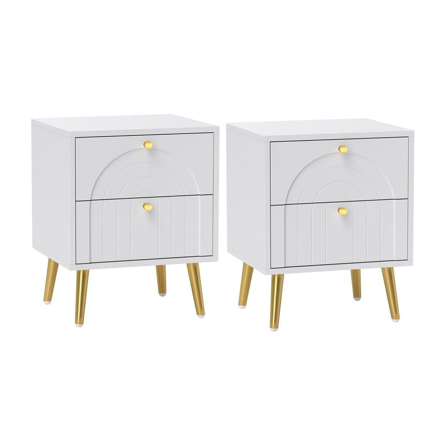 HOMCOM 2-Drawer Bedside Table Set of 2 - White