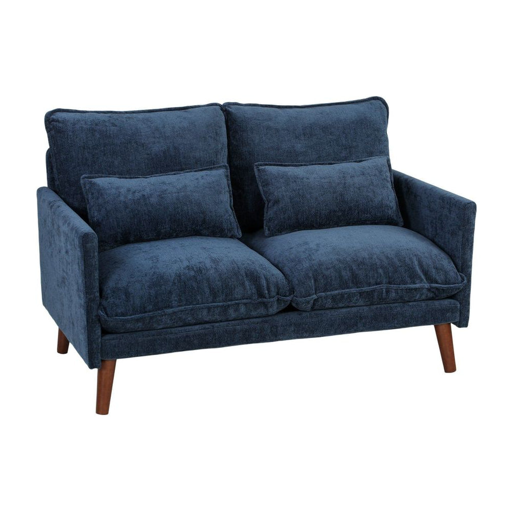 HOMCOM 2 Seater Sofa, Loveseat Sofa with Spring Cushions, Wide and Deep Seat, Wood Legs, Blue