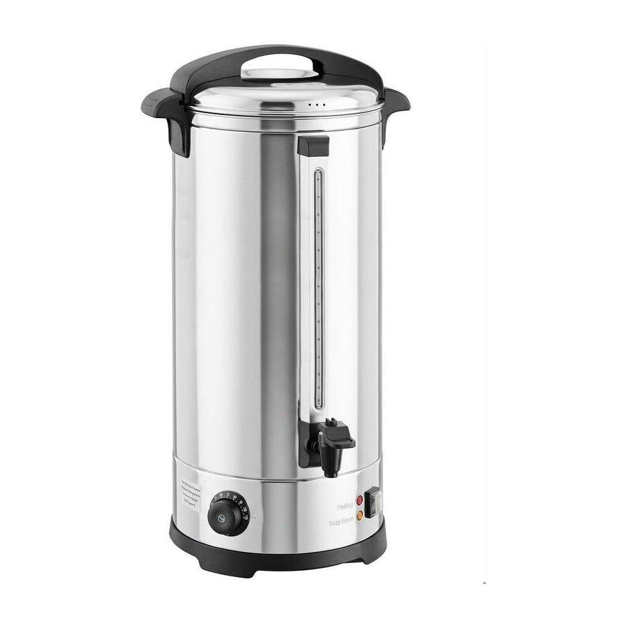 HOMCOM 24L Catering Urn, a tall stainless steel hot water dispenser with a black lid and tap
