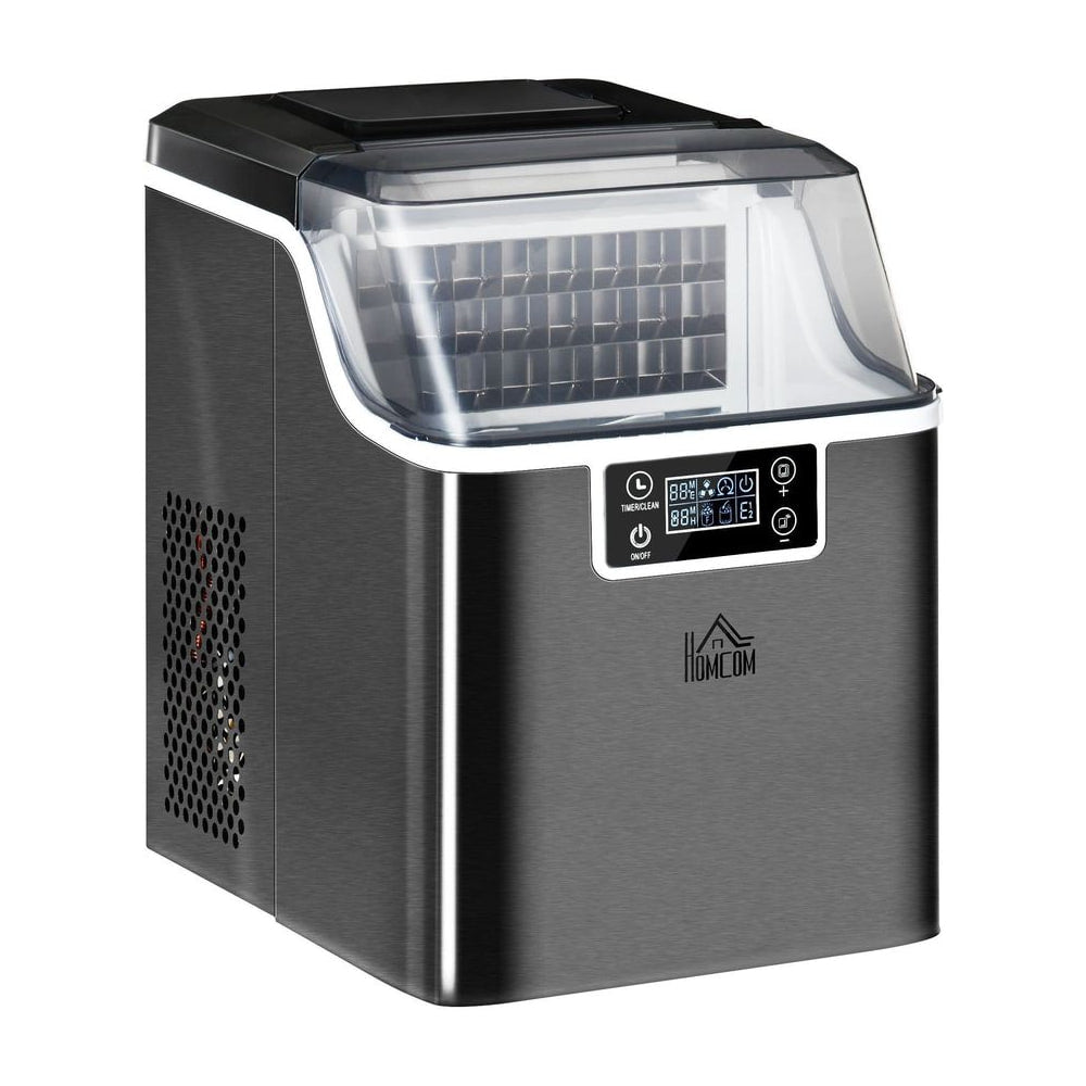 HOMCOM 3.2L Compact Ice Machine, with LCD Screen and Accessories - Black