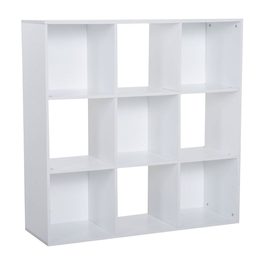 HOMCOM 3-tier 9 Cubes Storage Unit Particle Board Cupboard Bookcase Organiser Home Office Shelves, White