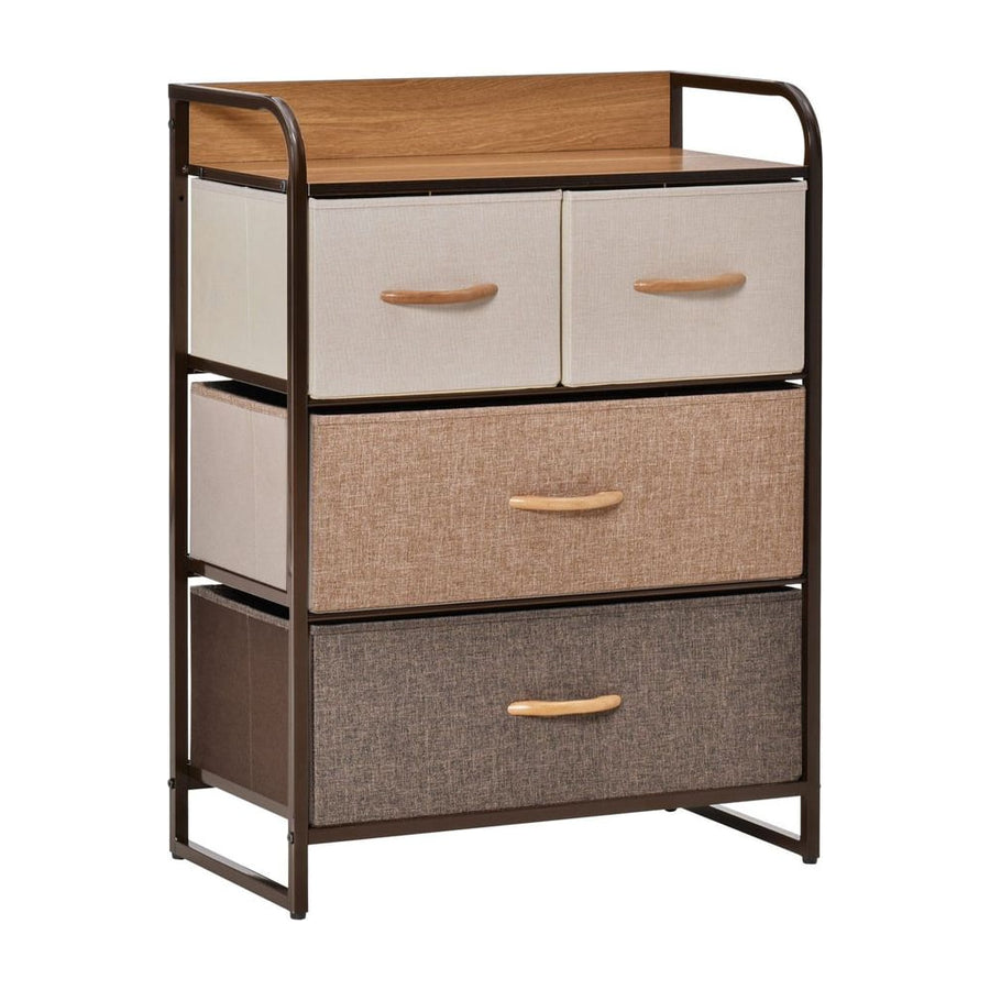 HOMCOM 4-Drawer Dresser, 3-Tier Storage Organizer, Tower Unit for Bedroom Hallway Closets with Steel Frame Wooden Top