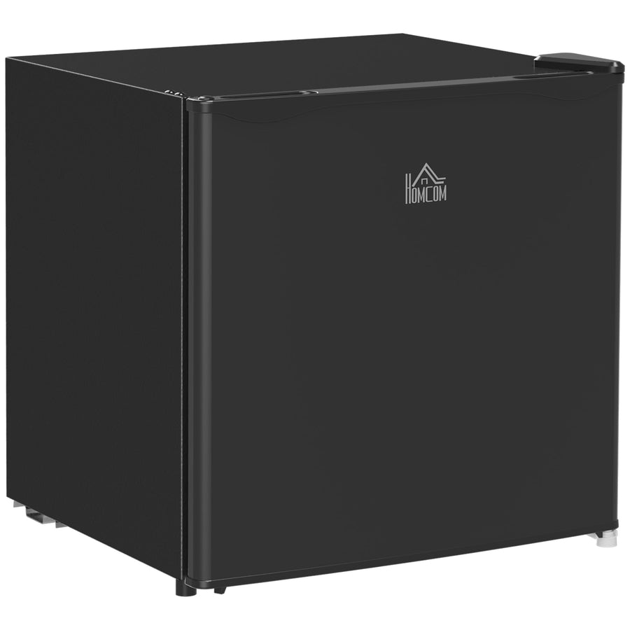 HOMCOM 46 Litre Table Top Mini Fridge, a small black appliance with a reversible door