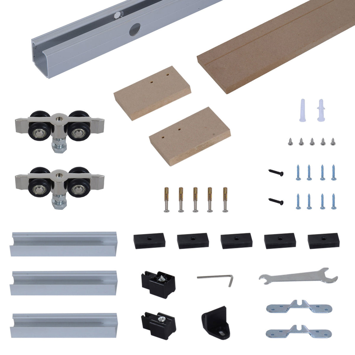 HOMCOM 6.5FT/2000mm Modern Sliding Barn Door Closet Hardware Track Kit