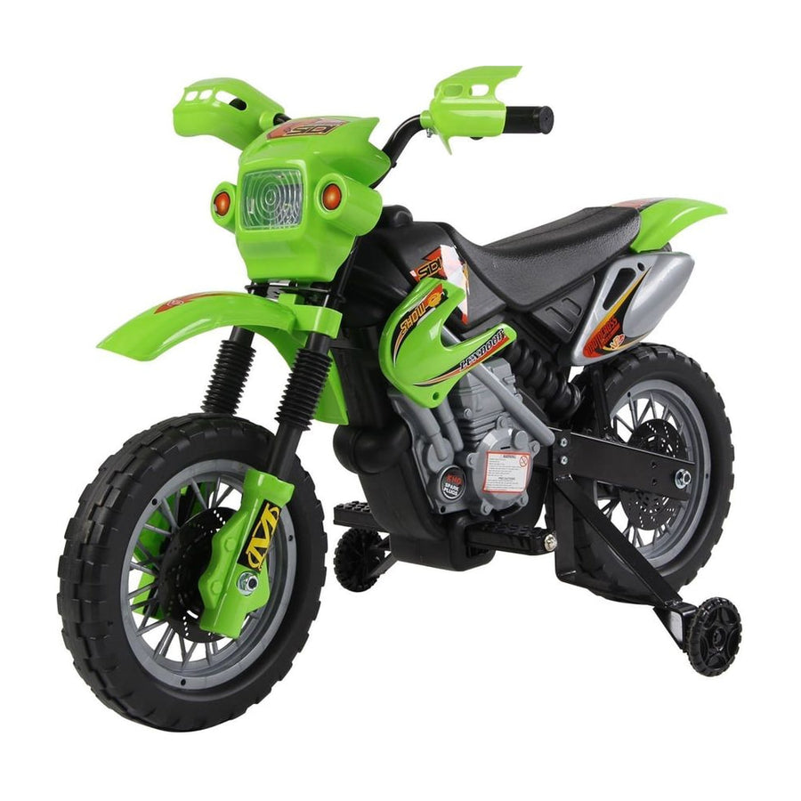 HOMCOM 6V Kids Child Electric Motorbike Ride on Motorcycle Scooter Children Toy Gift in green with stabiliser wheels