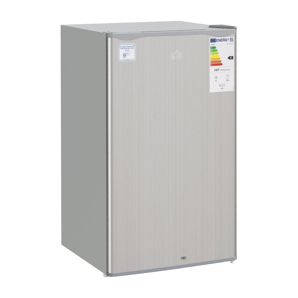 HOMCOM 91L Freestanding Under-Counter Fridge with Lock in grey, a compact appliance for your kitchen